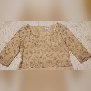 Elegant Beige Sequin Women's Dress